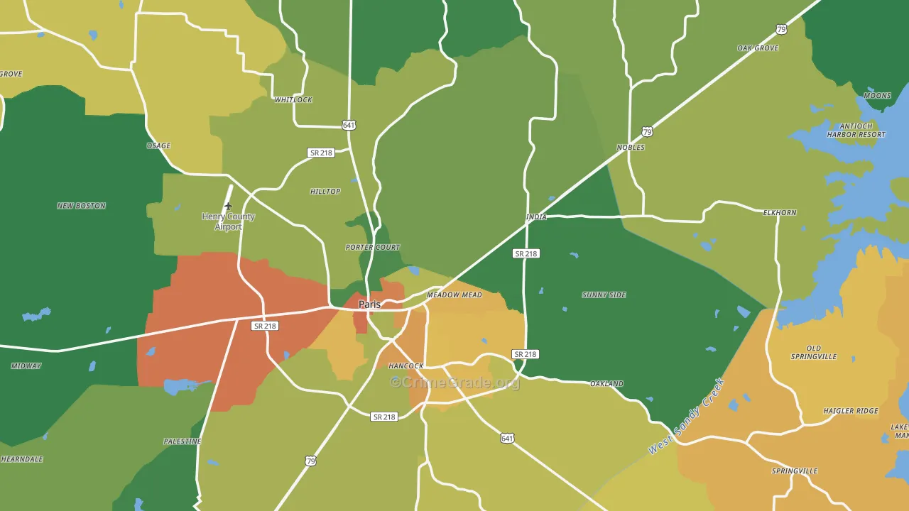 Henry County, TN Map of Assault Rates