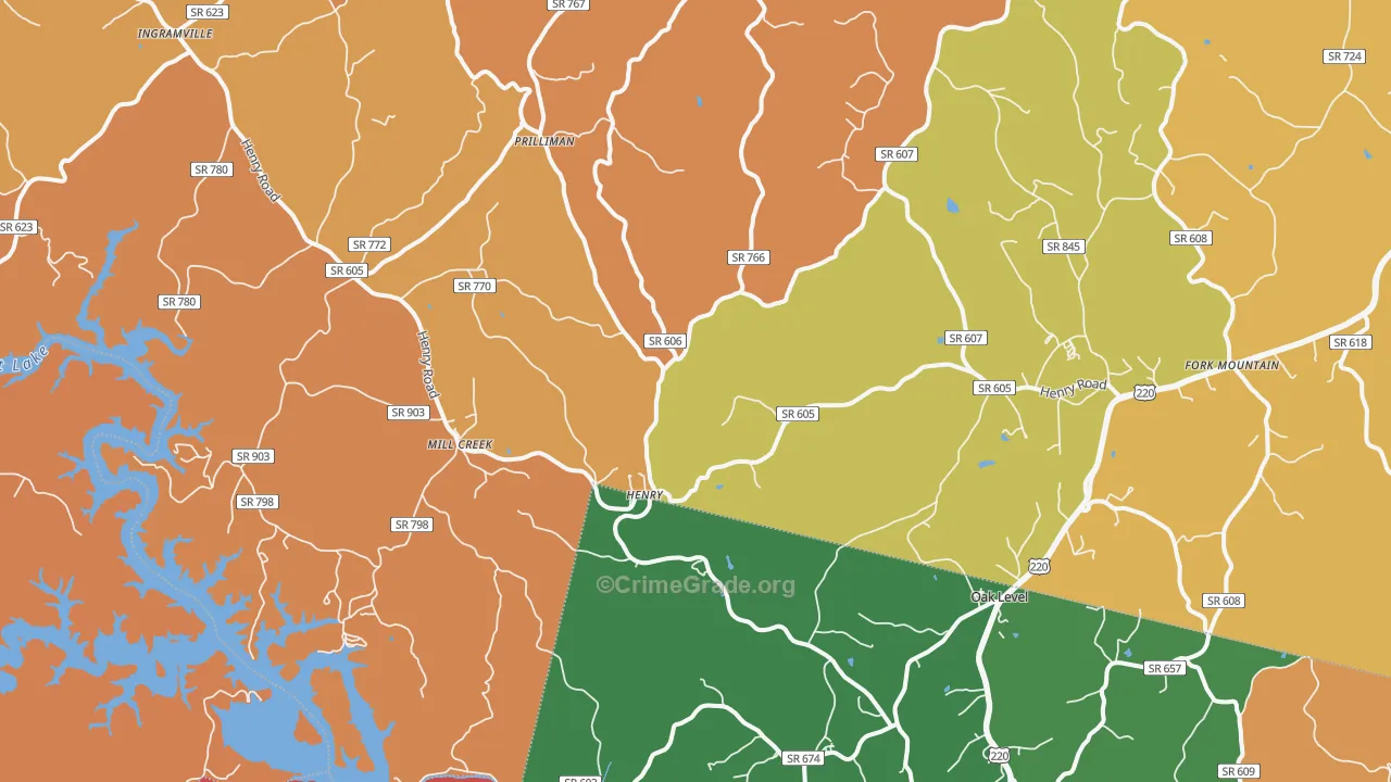Henry, VA Map of Assault Rates