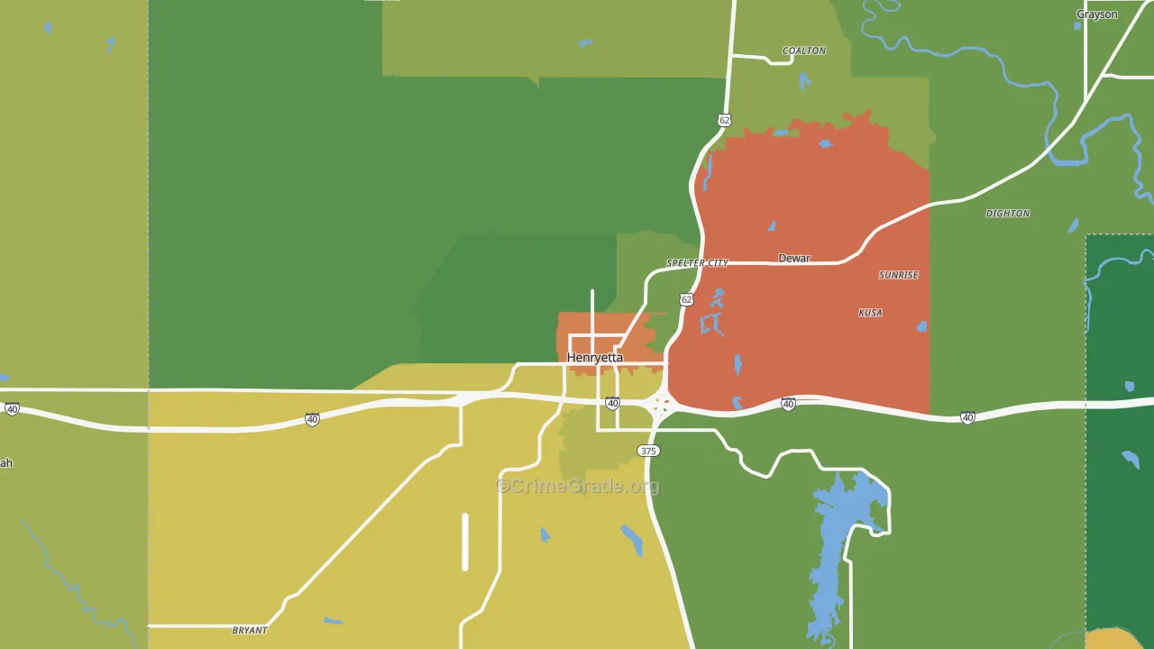 Henryetta, OK Map of Assault Rates