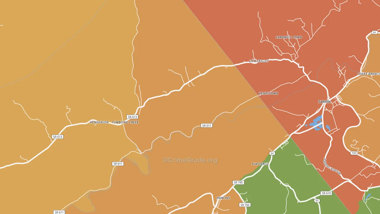 Henrytown, VA Map of Assault Rates