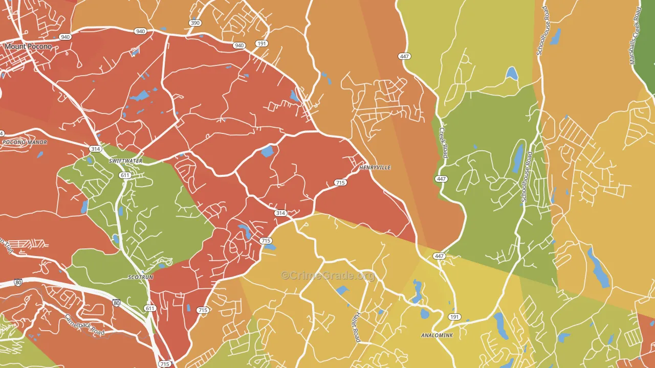 Henryville, PA Map of Assault Rates