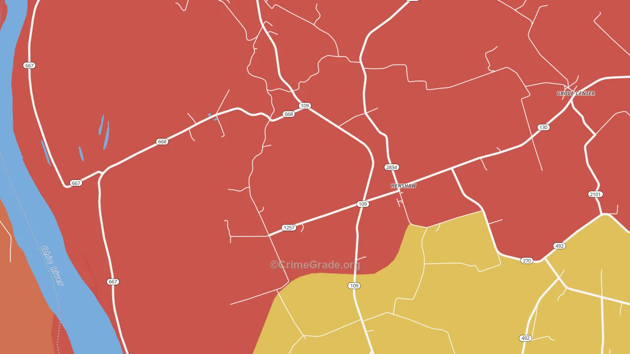 Henshaw, KY Map of Assault Rates