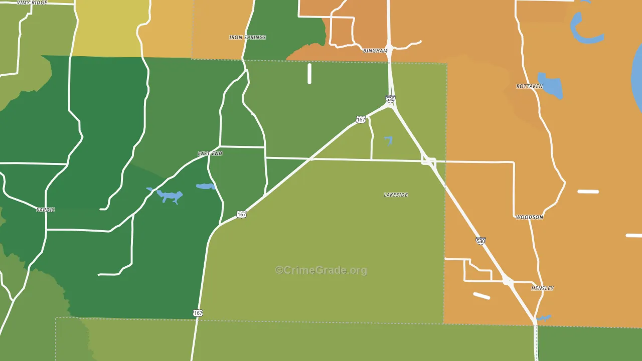 Hensley, AR Map of Assault Rates