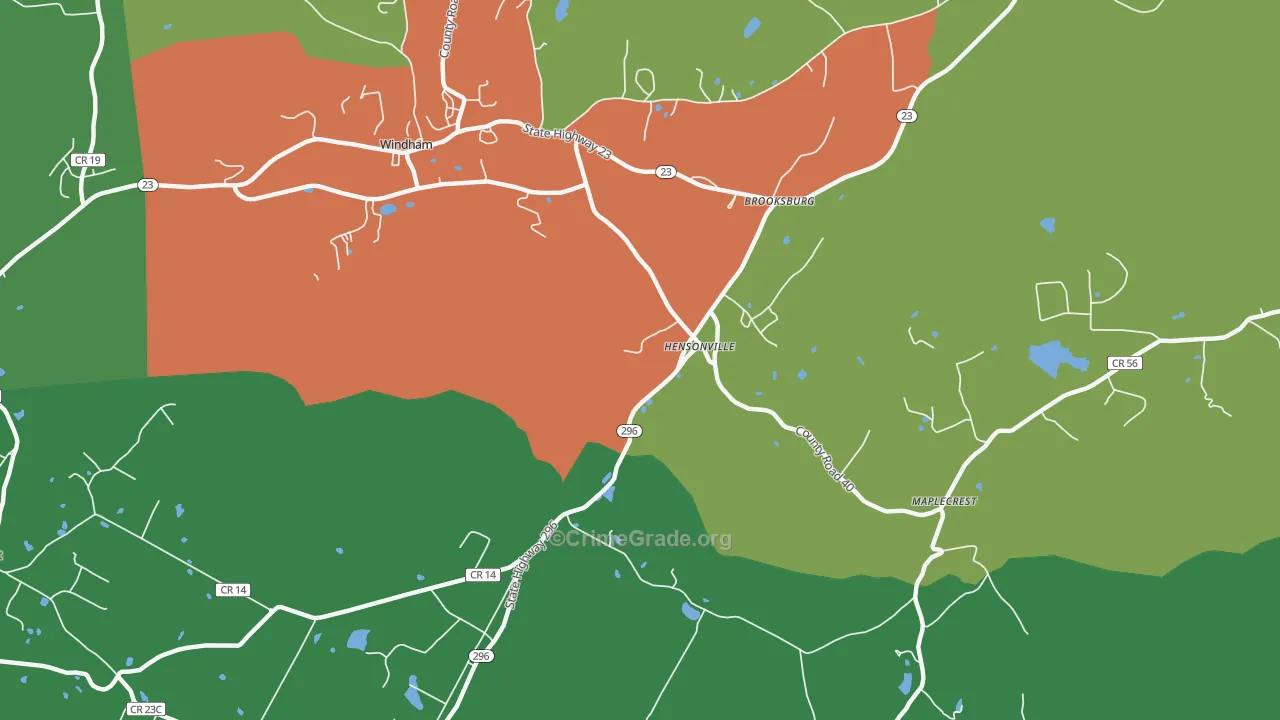Hensonville, NY Map of Assault Rates