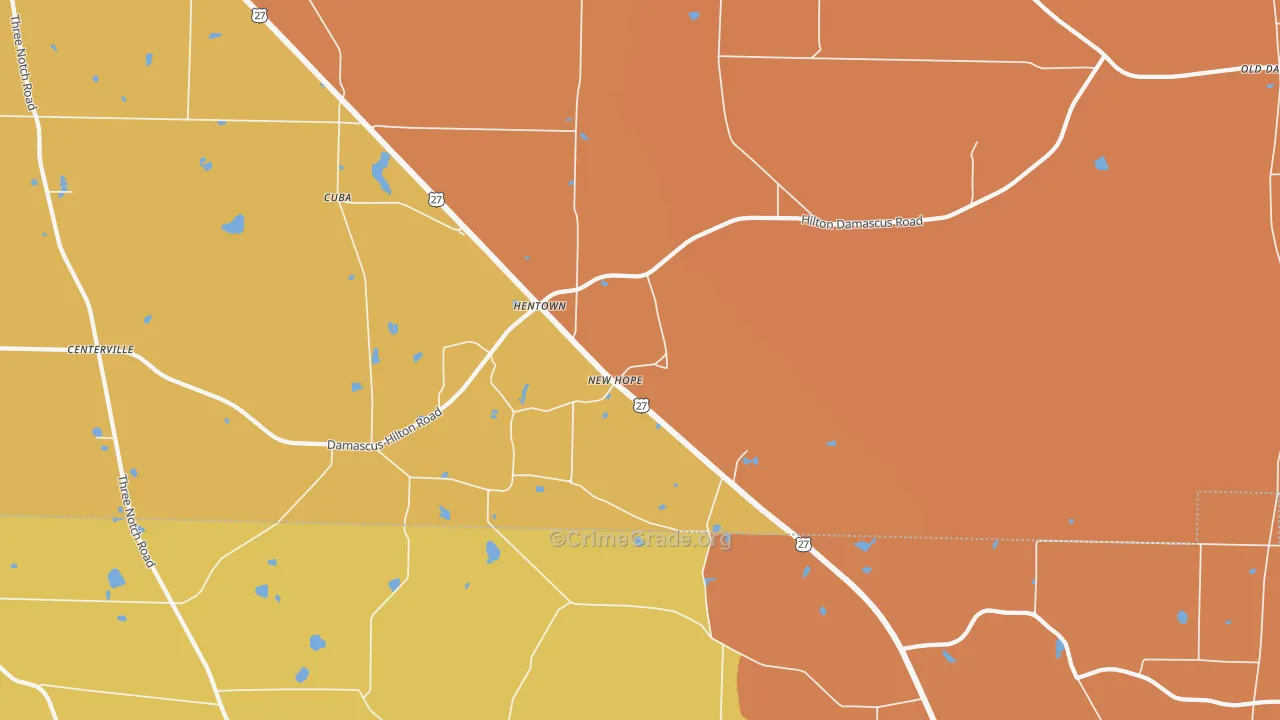 Hentown, GA Map of Assault Rates