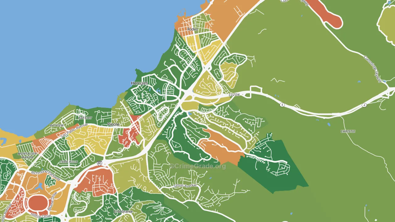 Hercules, CA Map of Assault Rates