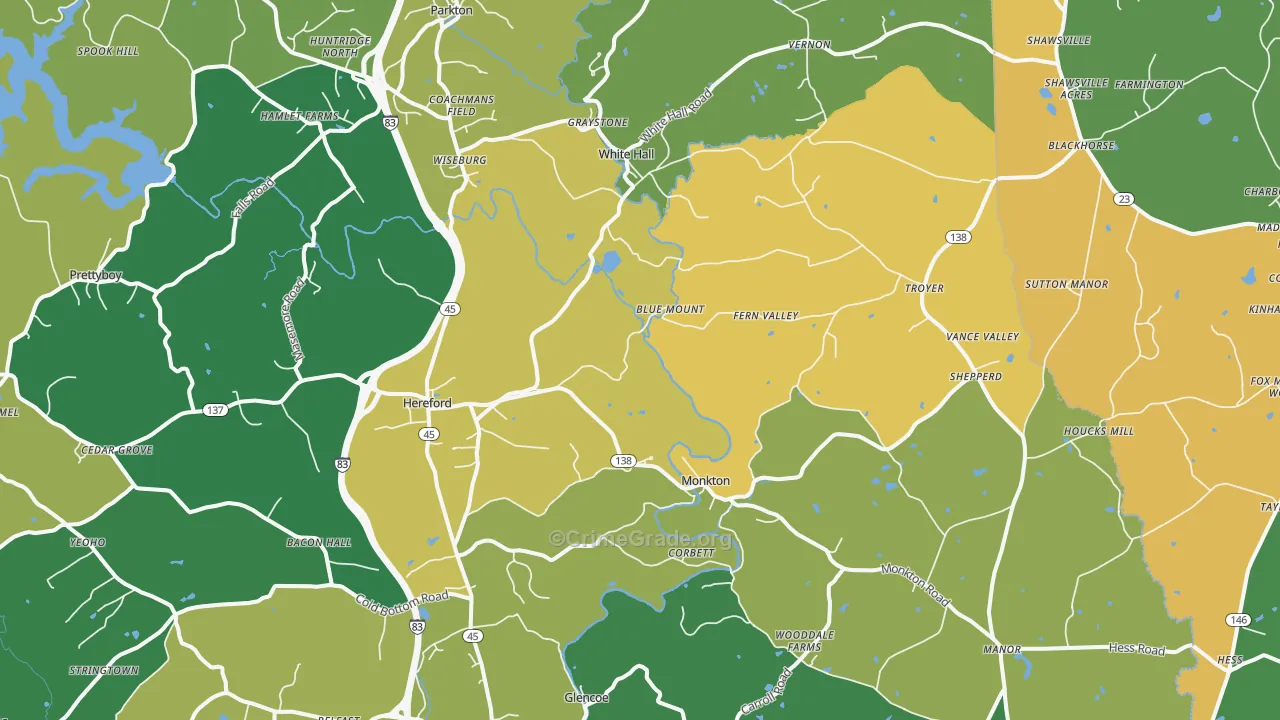 Hereford, MD Map of Assault Rates
