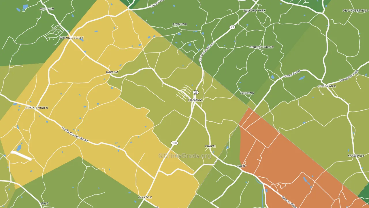 Hereford, PA Map of Assault Rates