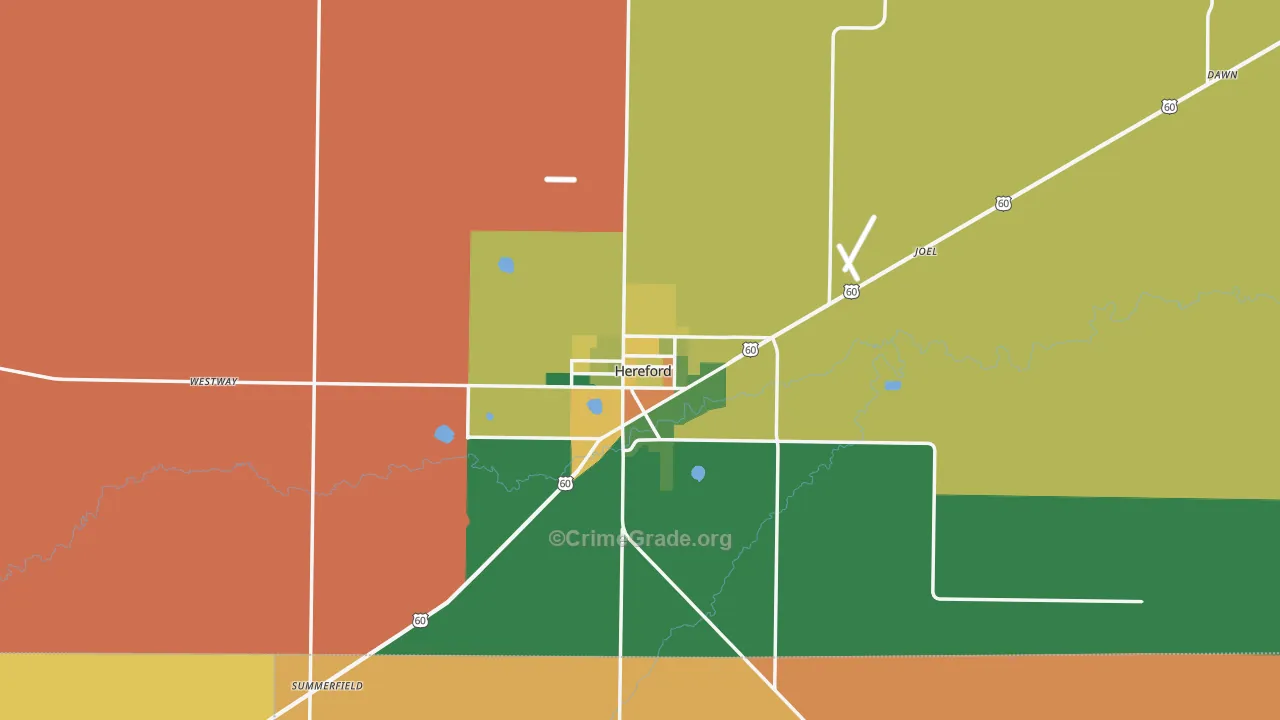 Hereford, TX Map of Assault Rates