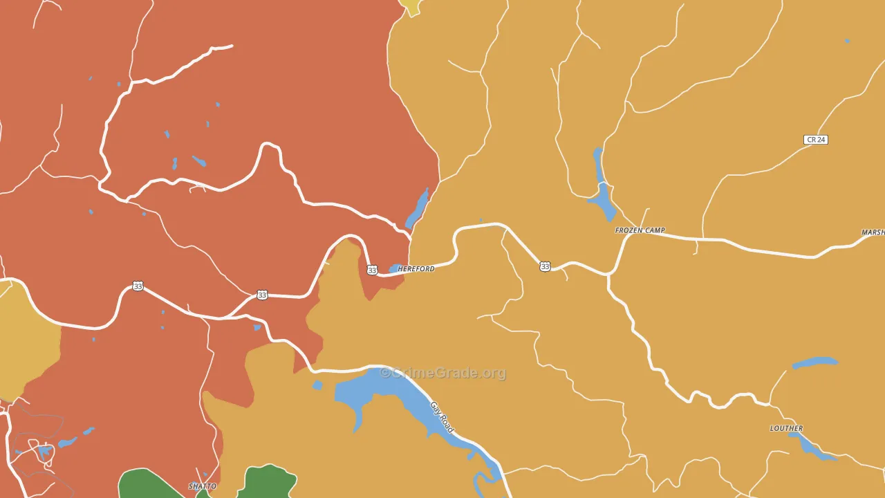 Hereford, WV Map of Assault Rates