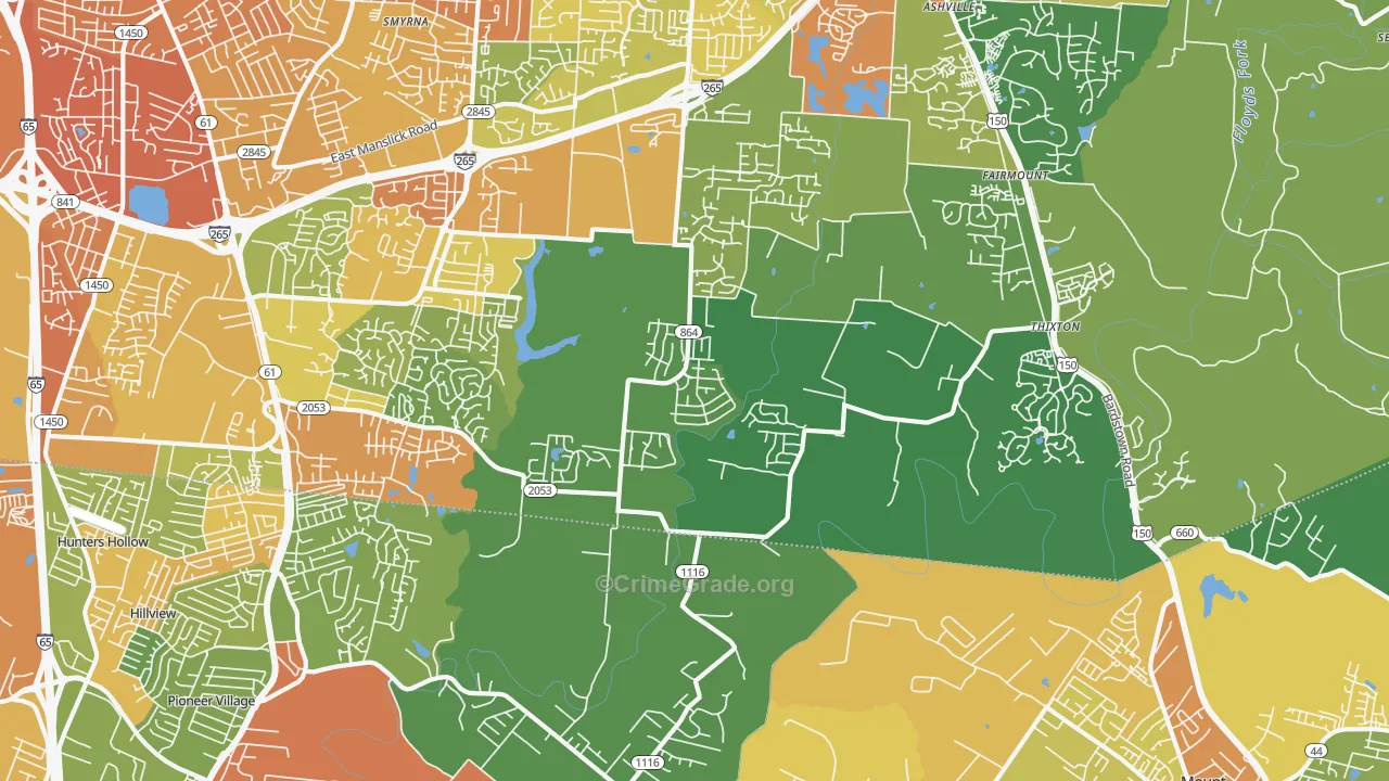 Heritage Creek, KY Map of Assault Rates