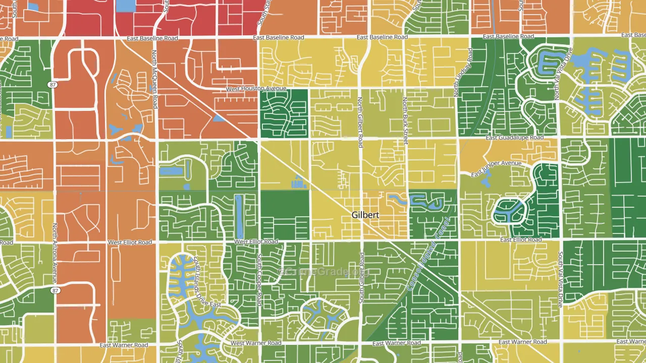 Heritage District, Gilbert, AZ Map of Assault Rates