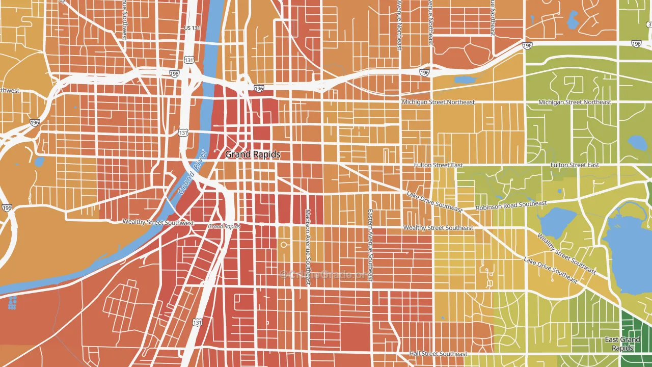 Heritage Hill, Grand Rapids, MI Map of Assault Rates
