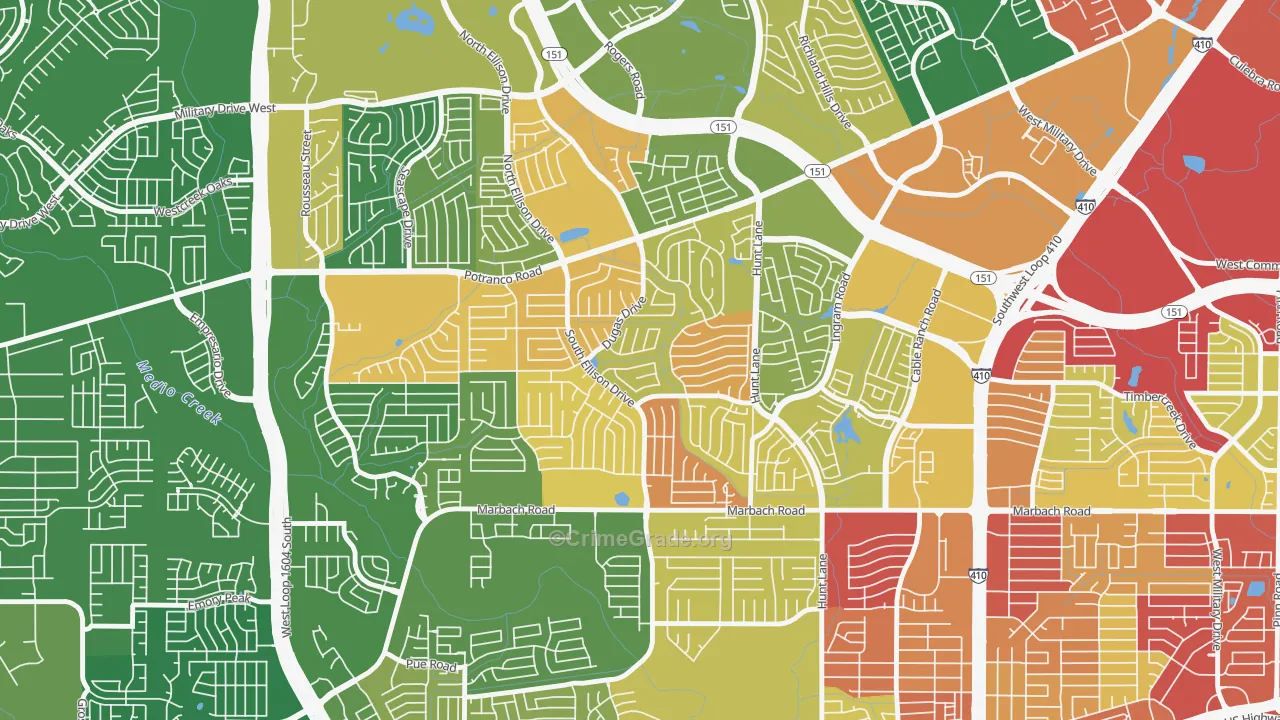 Heritage, San Antonio, TX Map of Assault Rates