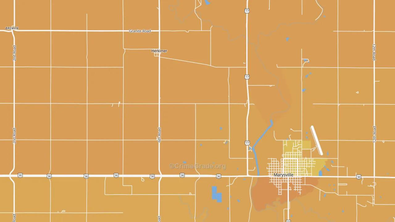 Herkimer, KS Map of Assault Rates