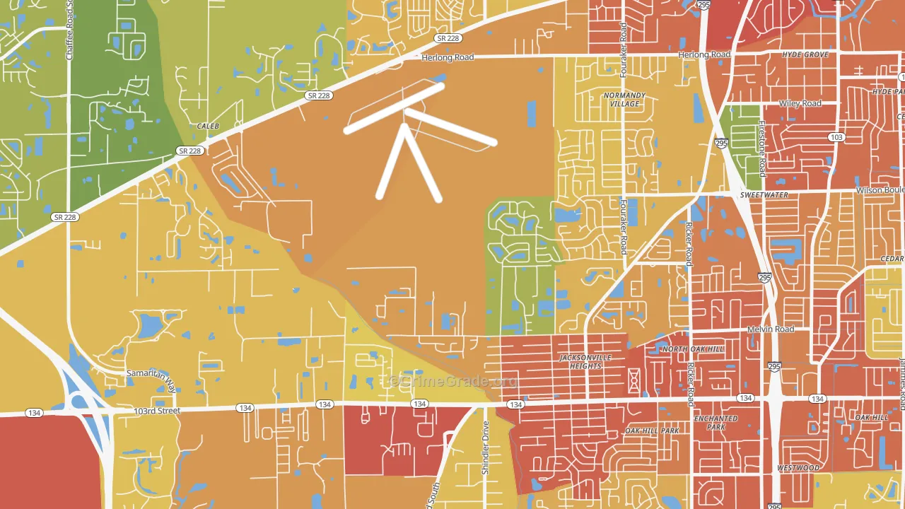 Herlong, Jacksonville, FL Map of Assault Rates