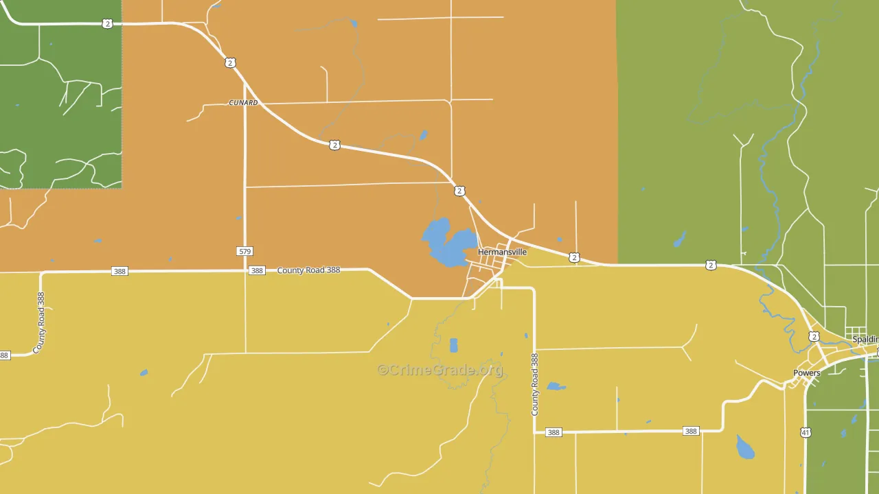 Hermansville, MI Map of Assault Rates