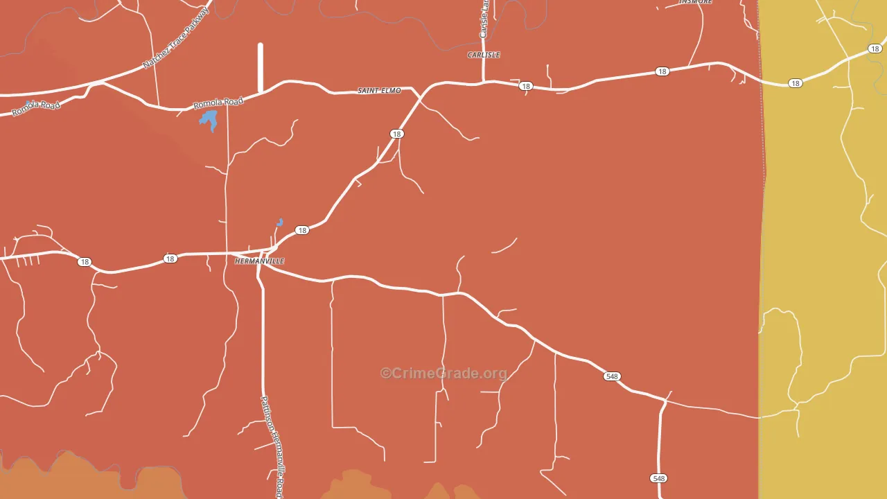 Hermanville, MS Map of Assault Rates