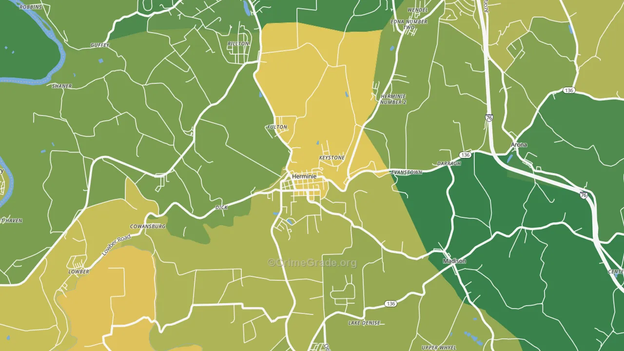 Herminie, PA Map of Assault Rates