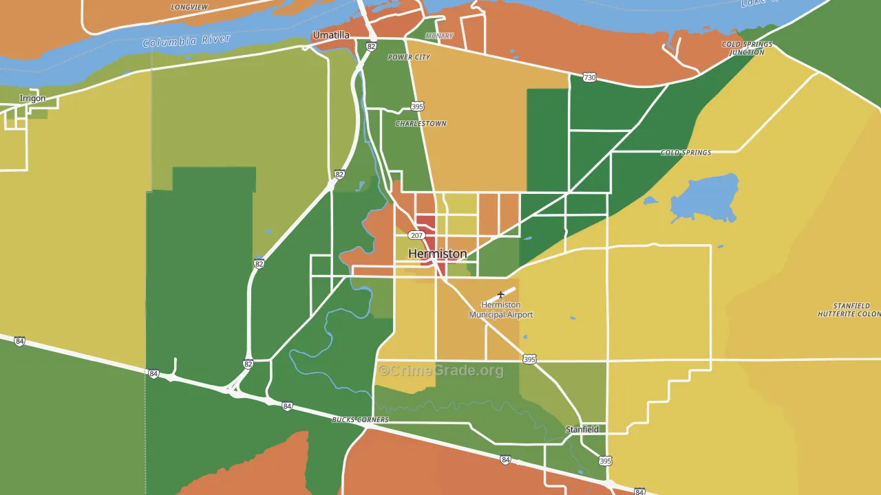 Hermiston, OR Map of Assault Rates