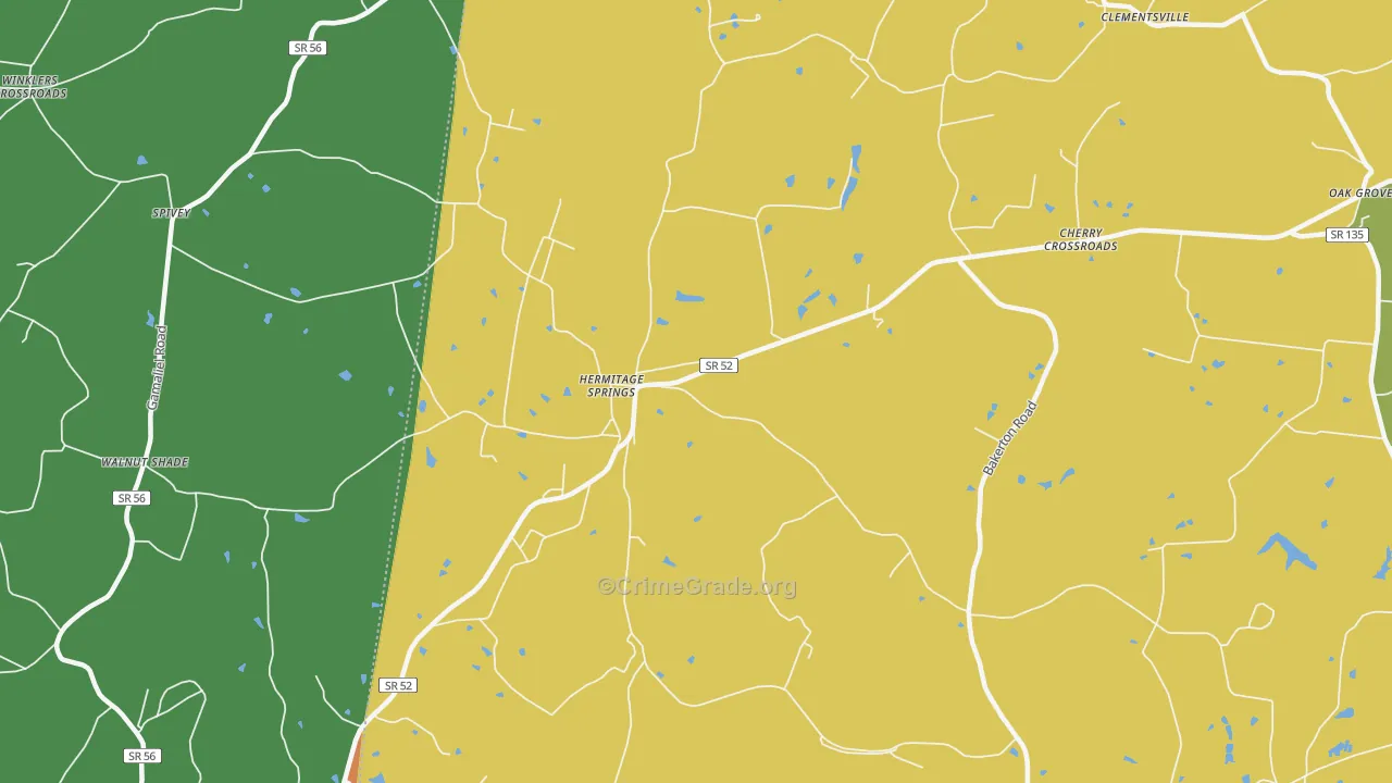 Hermitage Springs, TN Map of Assault Rates