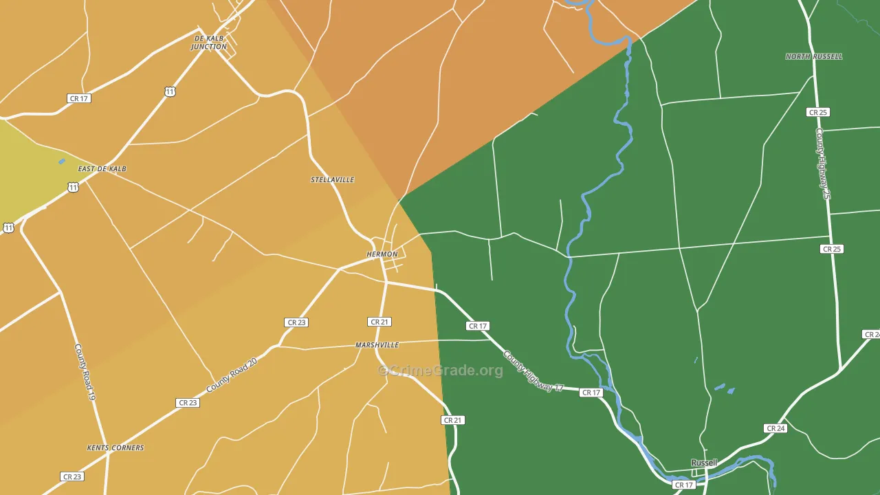 Hermon, NY Map of Assault Rates