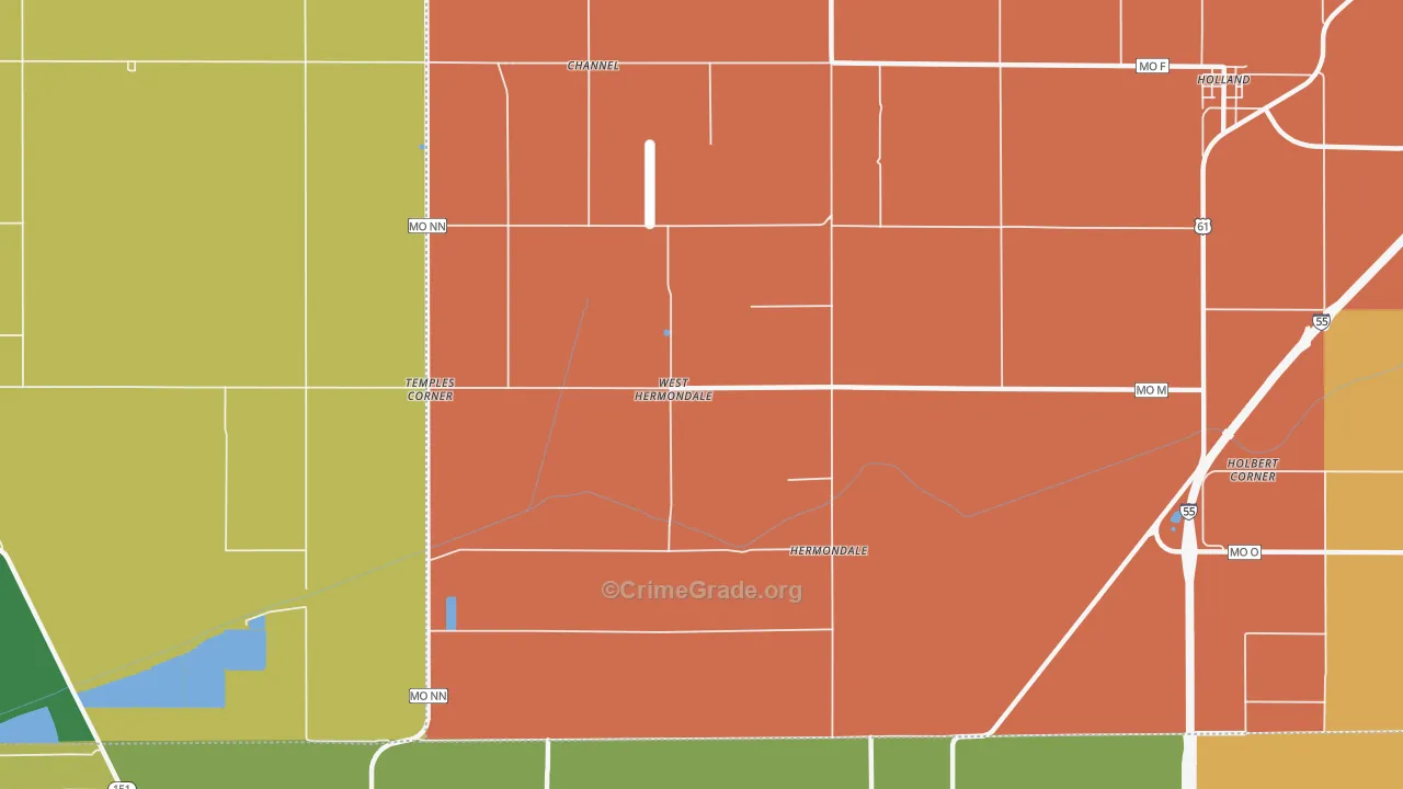 Hermondale, MO Map of Assault Rates
