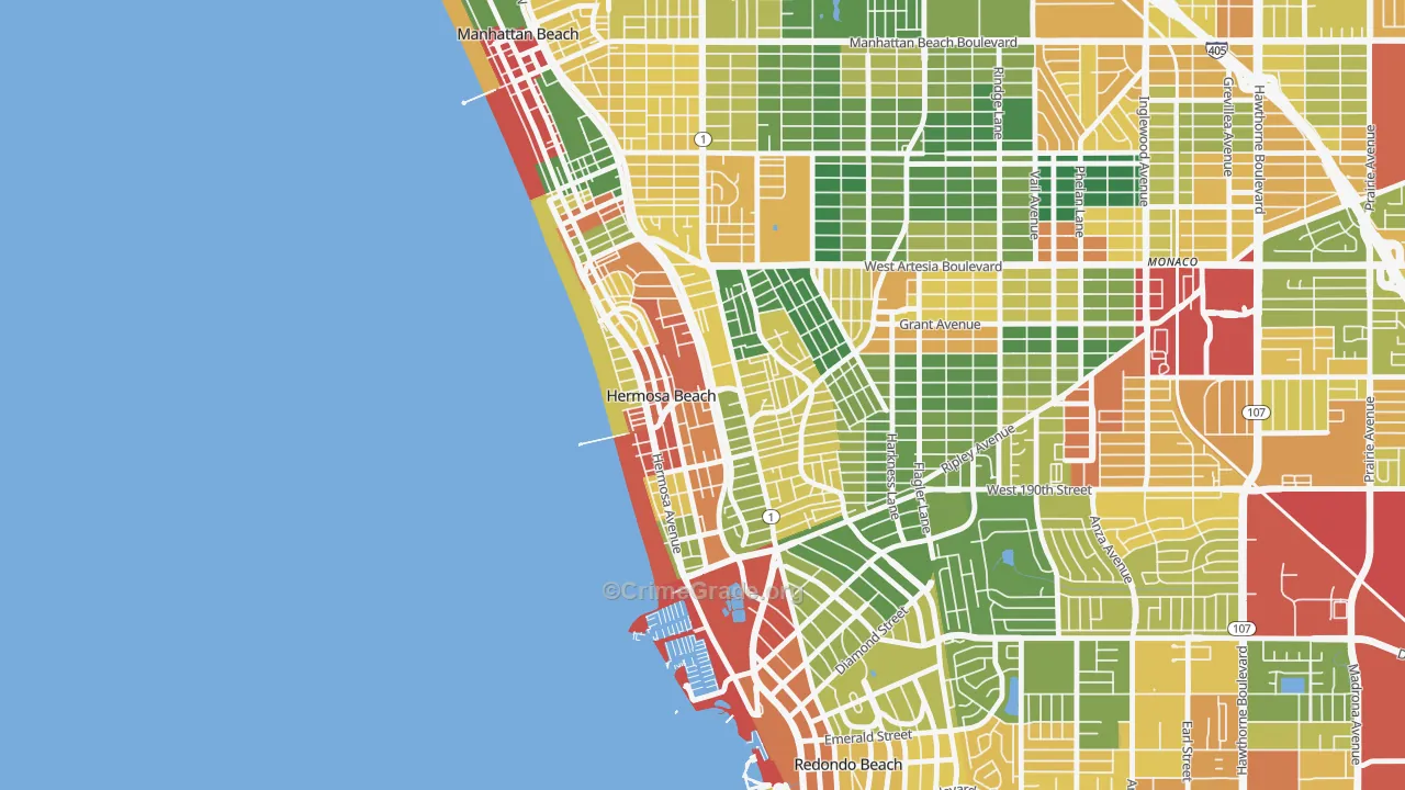 Hermosa Beach, CA Map of Assault Rates