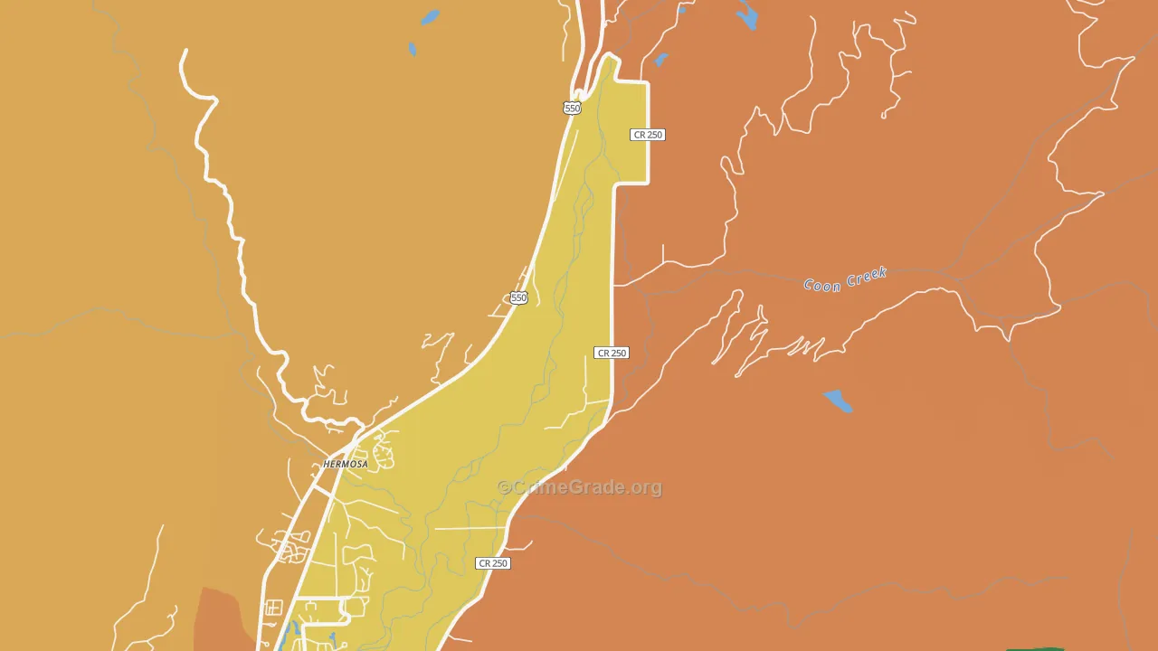 Hermosa, CO Map of Assault Rates