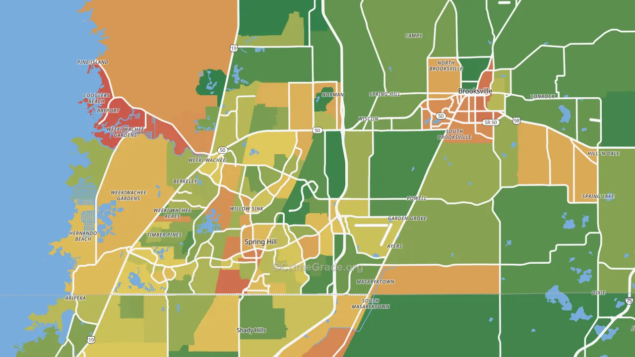 Hernando County, FL Map of Assault Rates