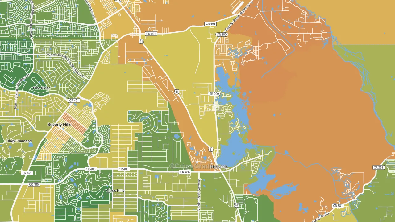 Hernando, FL Map of Assault Rates