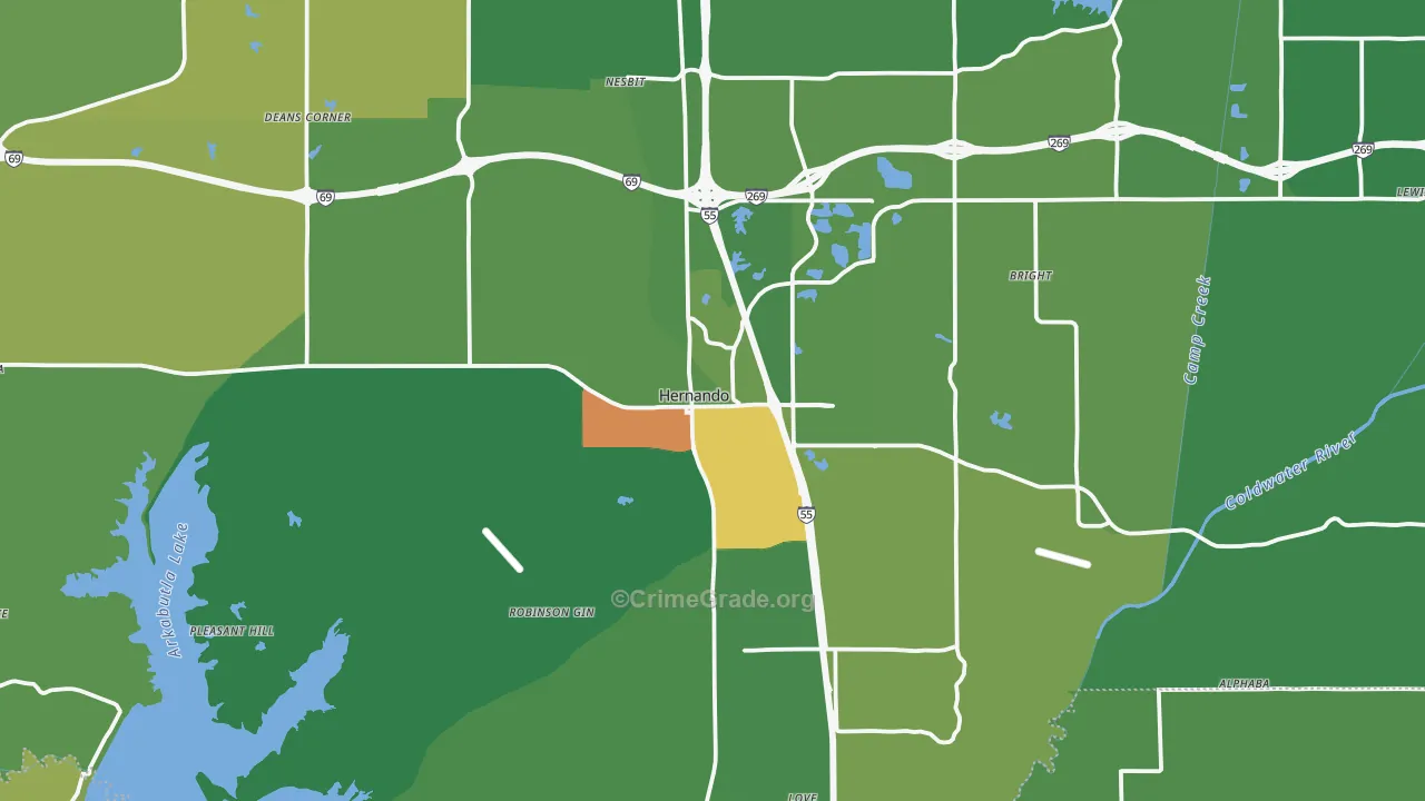 Hernando, MS Map of Assault Rates