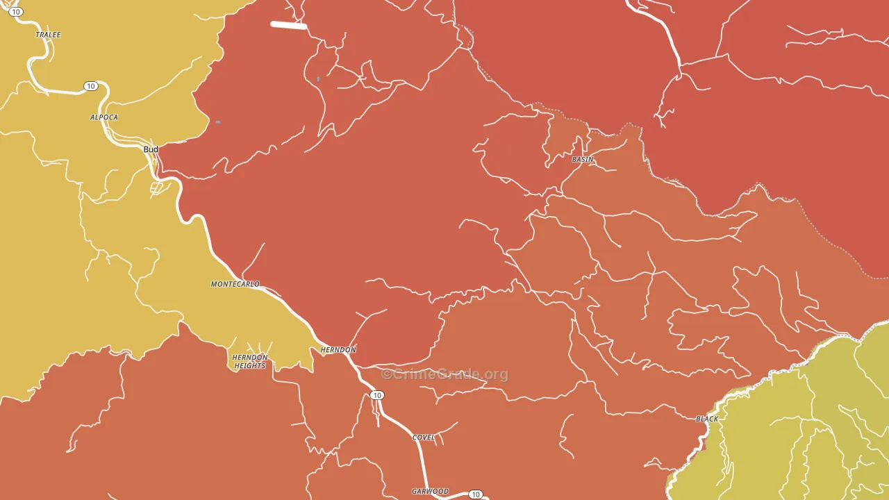 Herndon, WV Map of Assault Rates