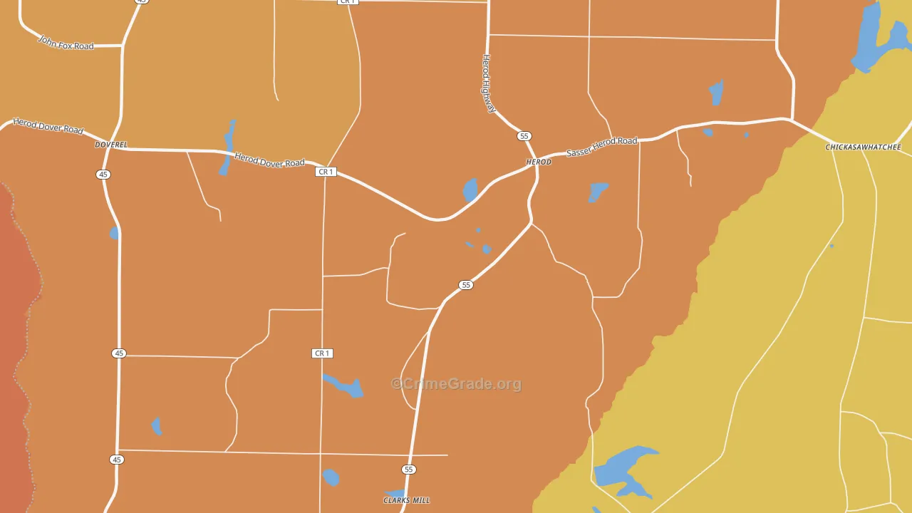 Herod, GA Map of Assault Rates