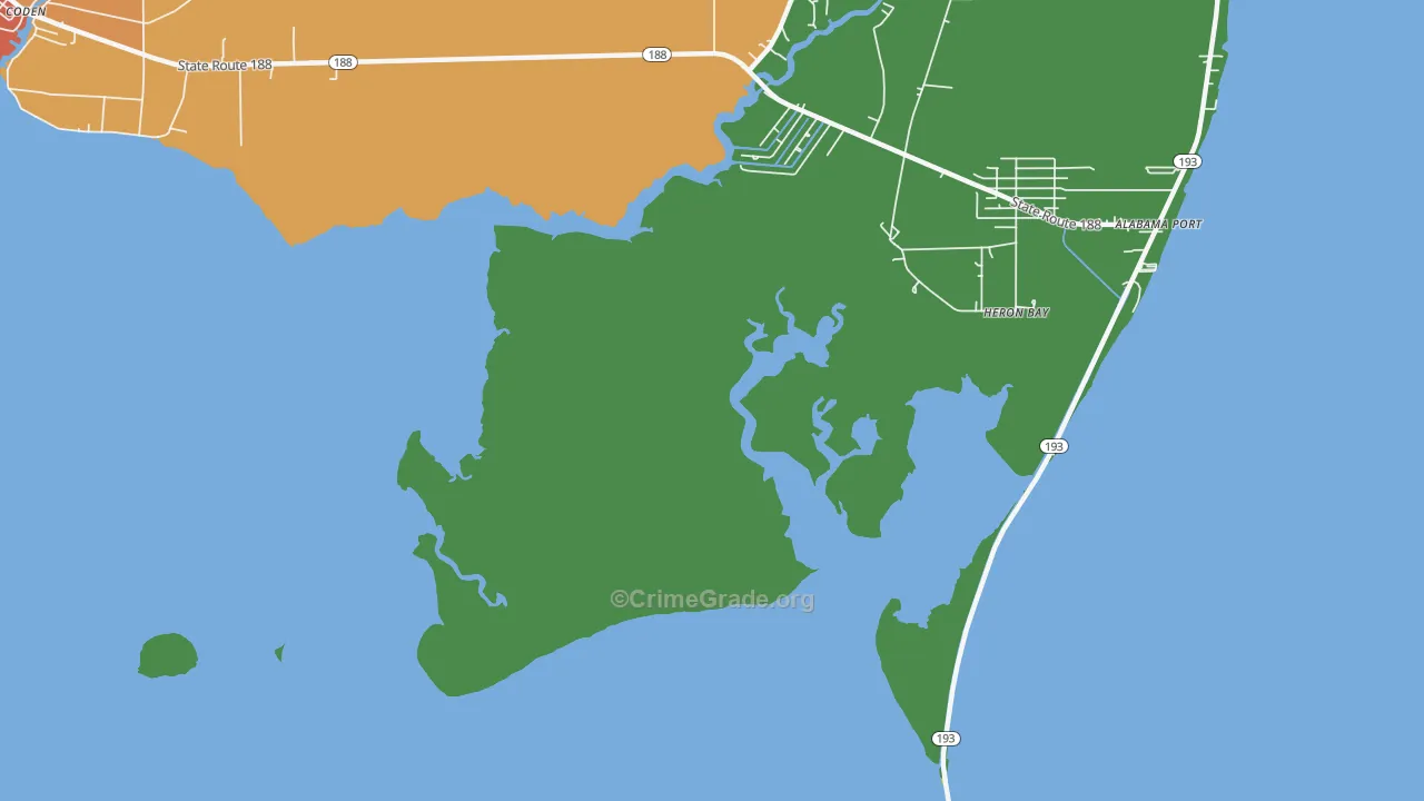 Heron Bay, AL Map of Assault Rates
