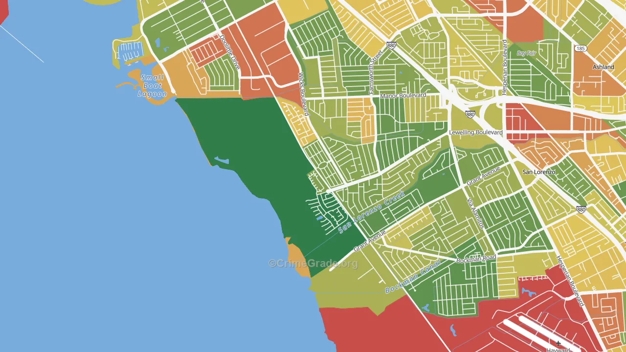 Heron Bay, San Leandro, CA Map of Assault Rates