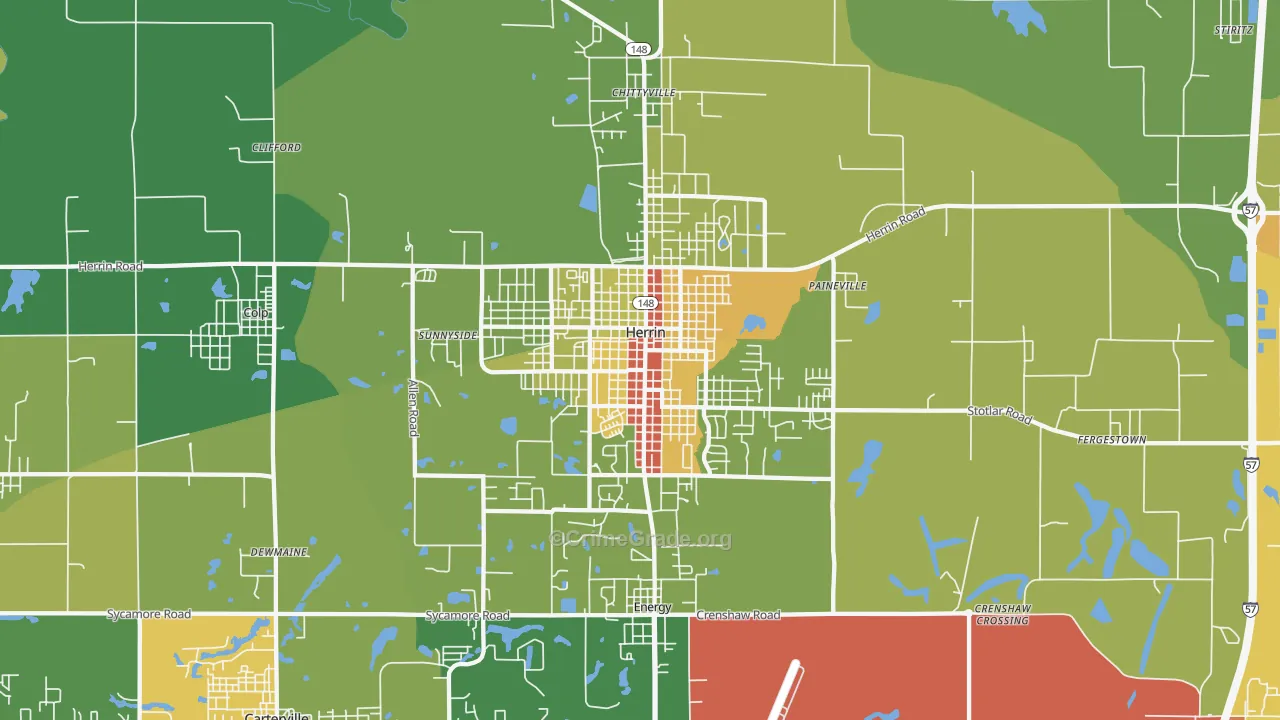 Herrin, IL Map of Assault Rates