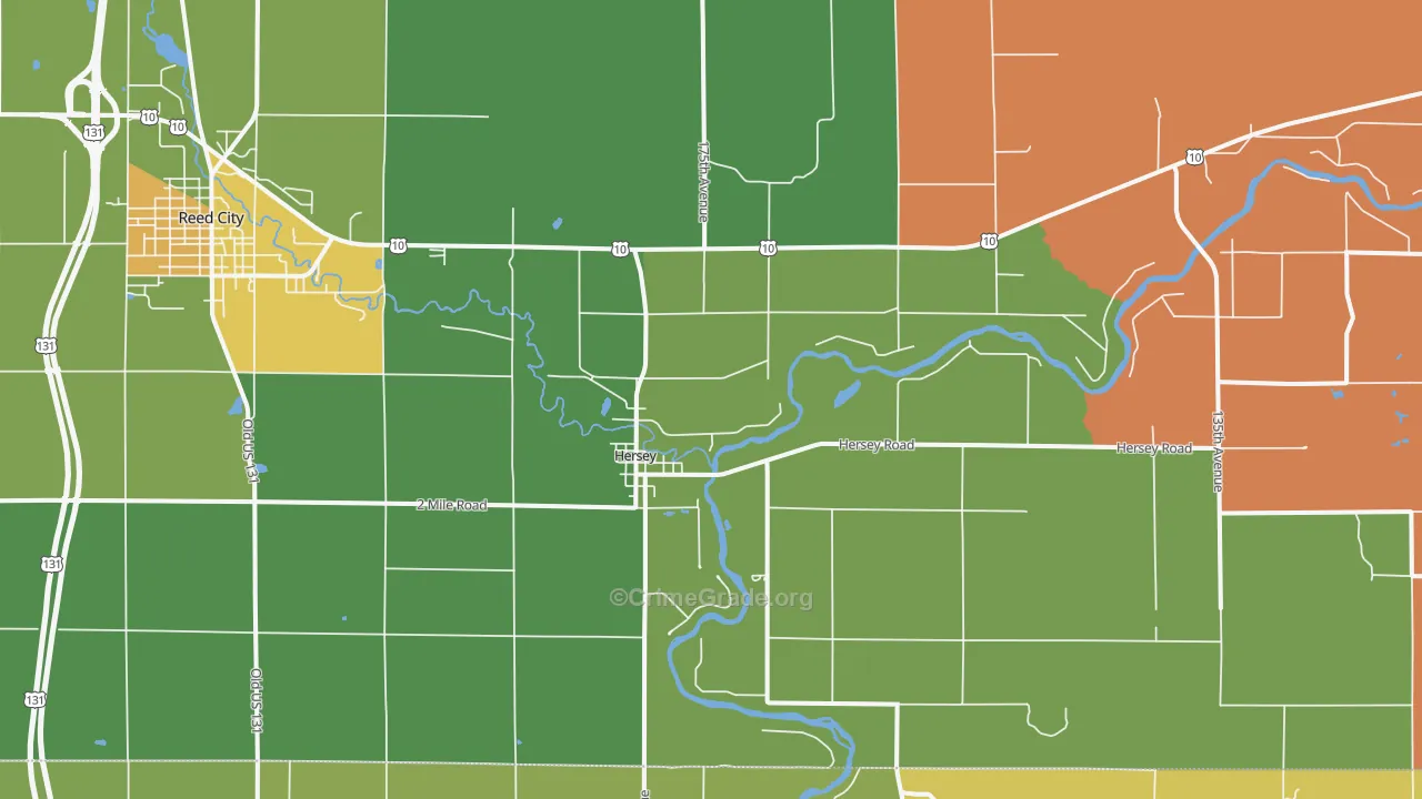 Hersey, MI Map of Assault Rates