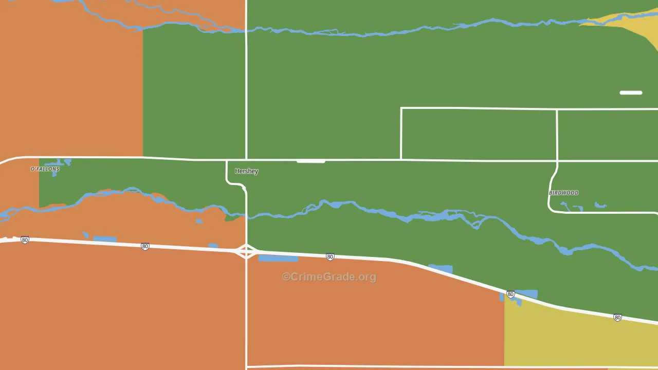 Hershey, NE Map of Assault Rates