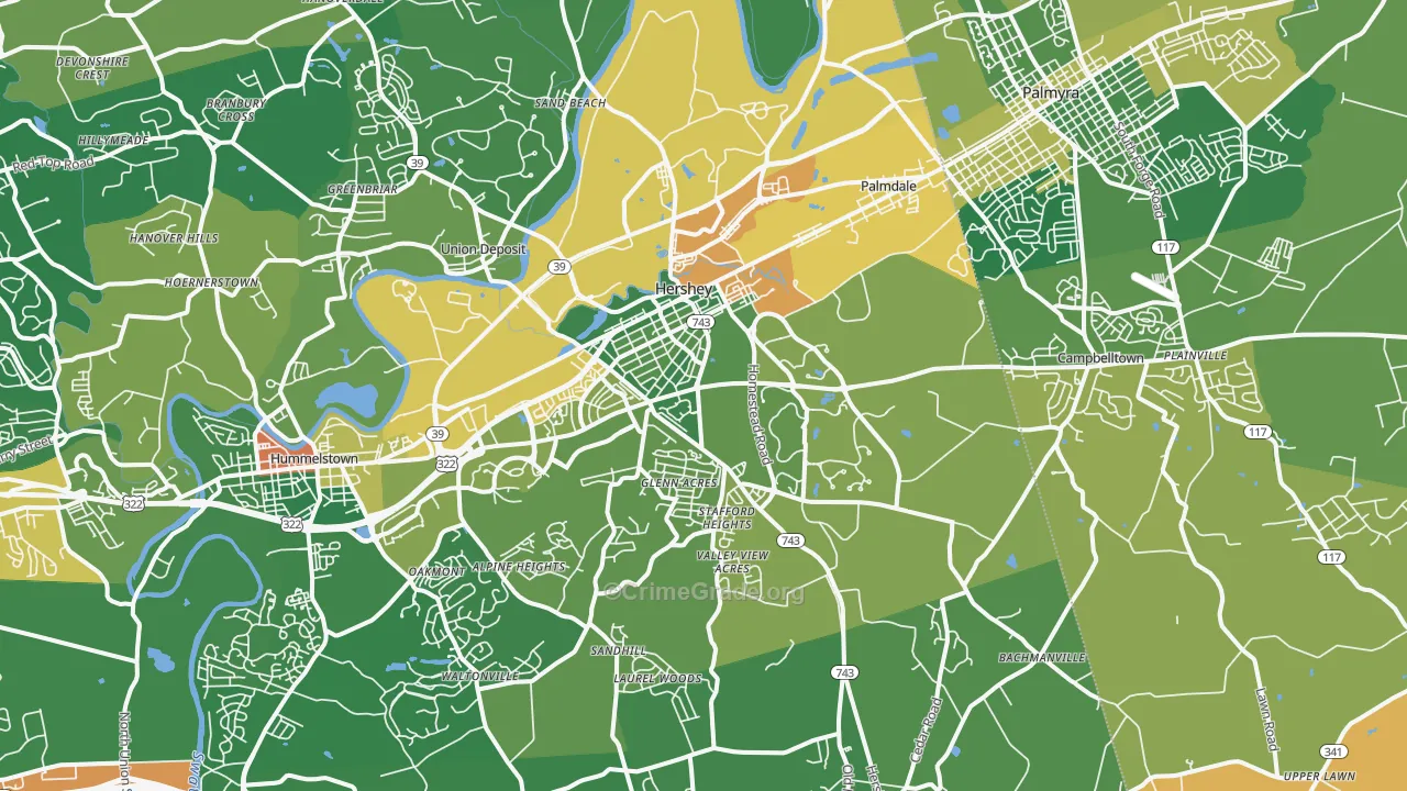 Hershey, PA Map of Assault Rates