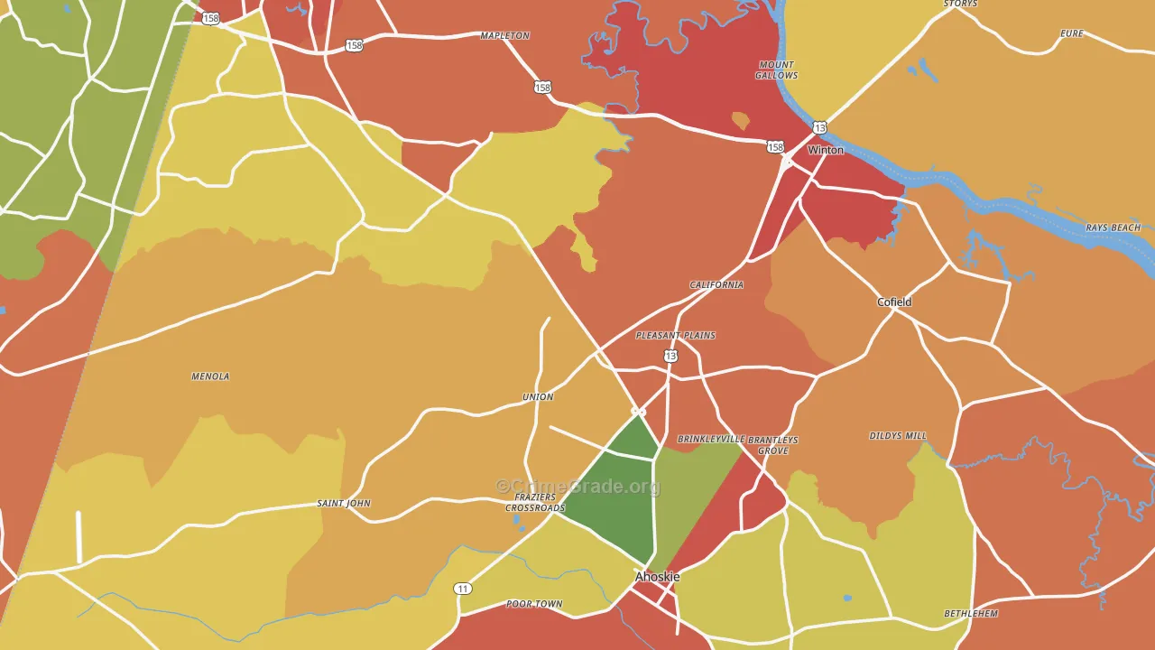 Hertford County, NC Map of Assault Rates