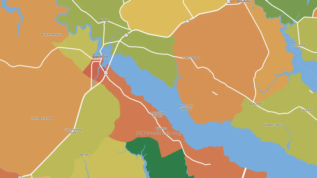 Hertford, NC Map of Assault Rates