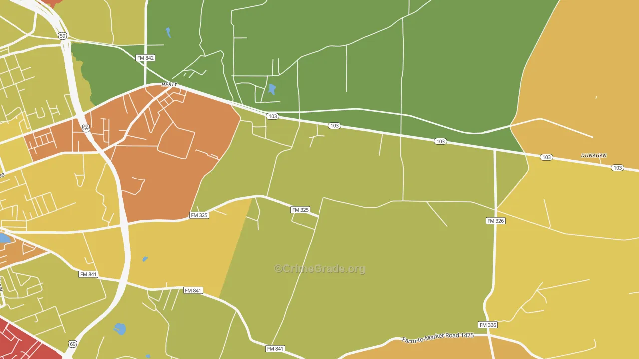 Herty, TX Map of Assault Rates