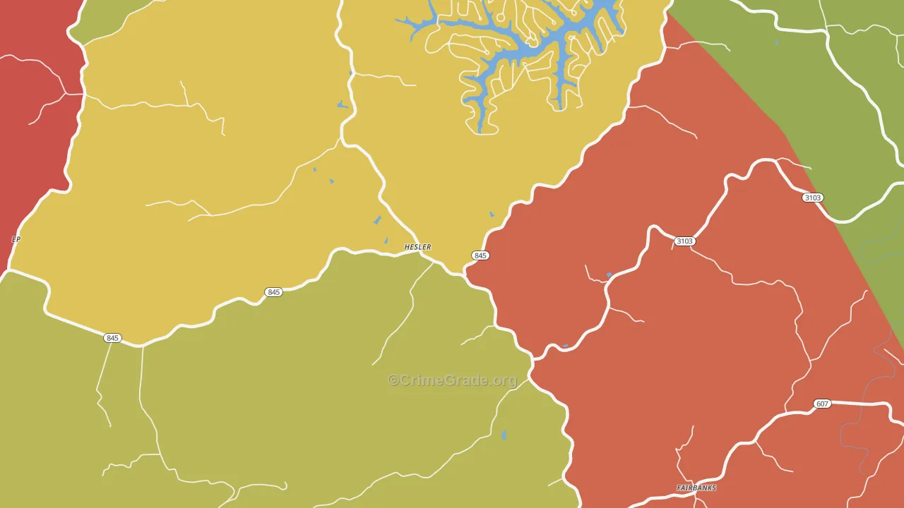 Hesler, KY Map of Assault Rates