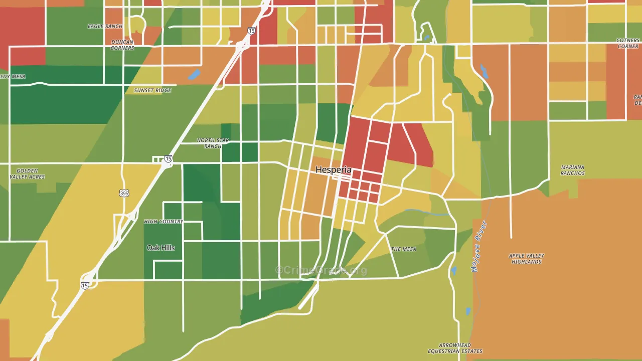 Hesperia, CA Map of Assault Rates