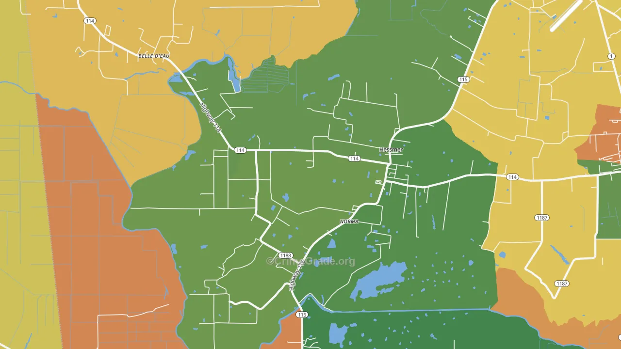 Hessmer, LA Map of Assault Rates