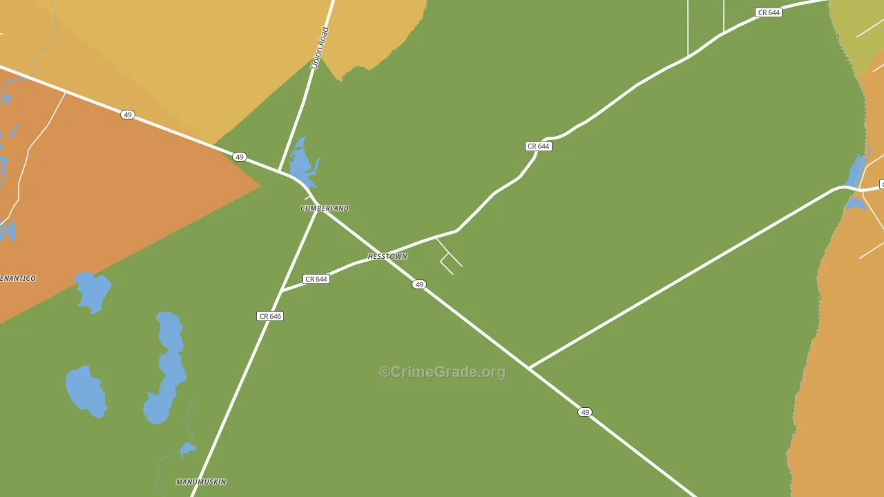 Hesstown, NJ Map of Assault Rates