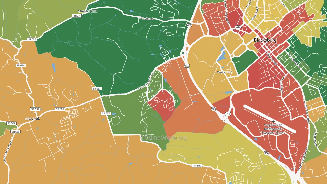 Hethwood-Prices Fork, Blacksburg, VA Map of Assault Rates