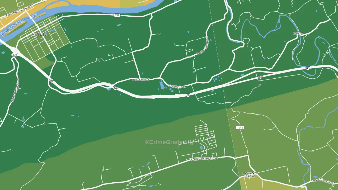 Hetlerville, PA Map of Assault Rates