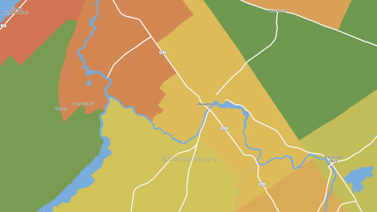Heuvelton, NY Map of Assault Rates